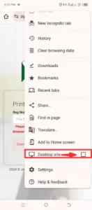 Click on Desktop Site