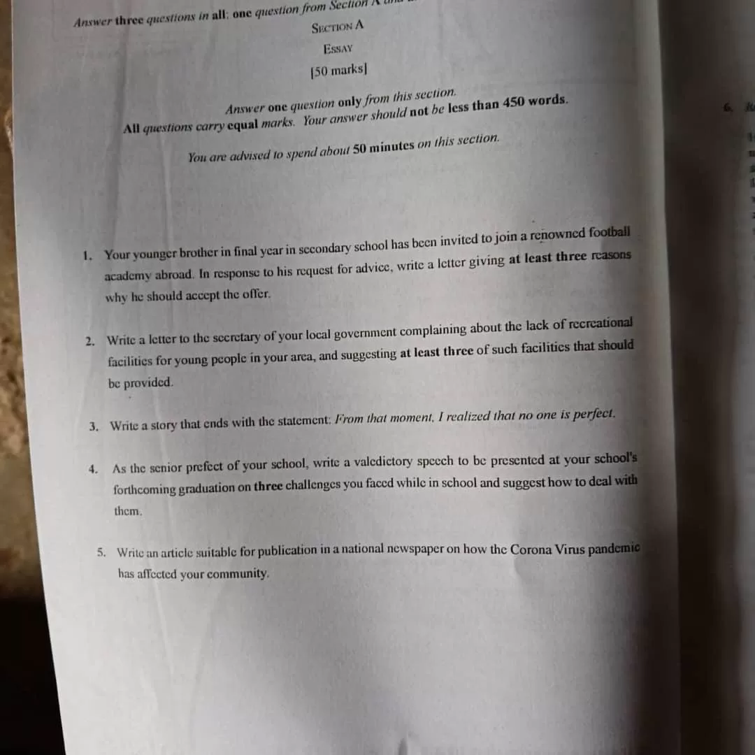 WAEC 2025 English Language Answers [Obj & Essay]
